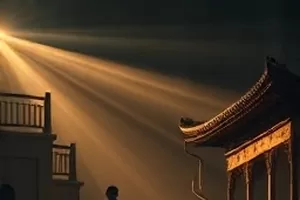 《折叠星期天》主角站在重复出现的便利店货架前